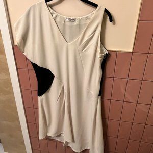 Handmade asymmetric black and white cocktail dress